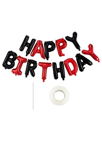 Flippy Baloane Decorative Happy Birthday Party, Litere de 40 cm, Baloane Party, Pai Adeziv Incluse, Rosu