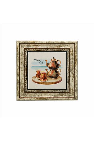 Sadrazam Istanbul - Masa din piatra naturala imprimata cu ceai (25 X 25 KRT-59)