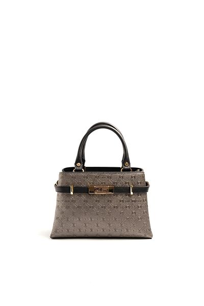 Silver Polo حقيبة يد نسائية فضية وبولو بلاتينيوم - سوداء SP1149