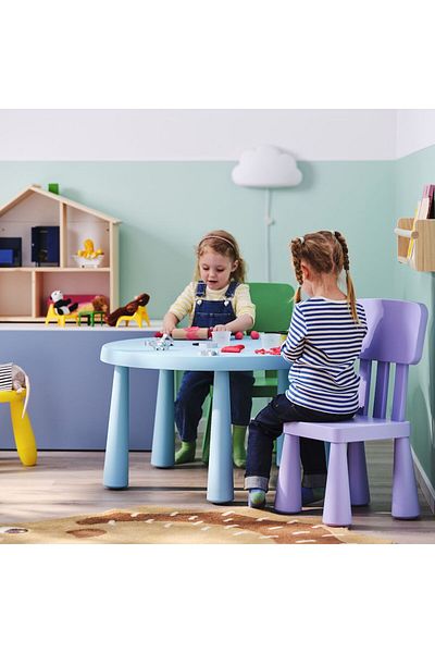 IKEA كرسي اطفال بلاستيكي بظهر مرتفع مناسب للاستخدام الداخلي والخارجي 67*38*26 سم