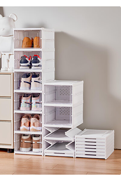 Kitchen Life Suport de încălțăminte pliabil cu 6 rafturi, portabil, multifuncțional, spațios, dulap și raft