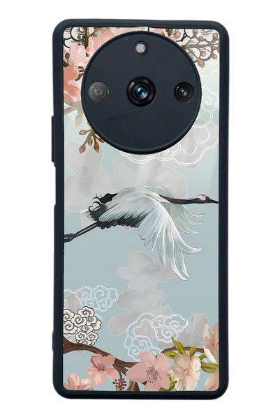 Spoyi Oppo Realme 11 Pro Glossy Phone Case with Watercolor Stork Design