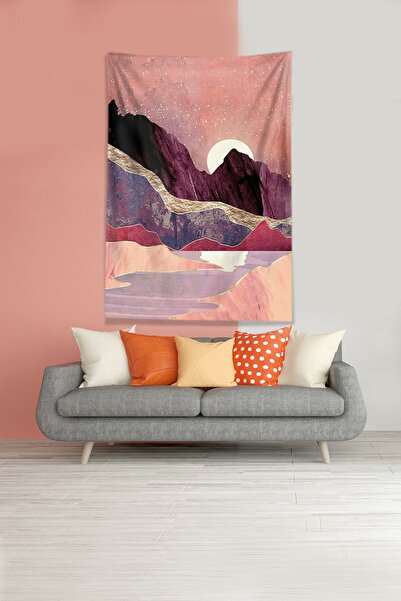 uygun dekor Kızıl Ayın Serüveni Leke Tutmaz Kadife Kumaş Duvar Örtüsü Duvar H...