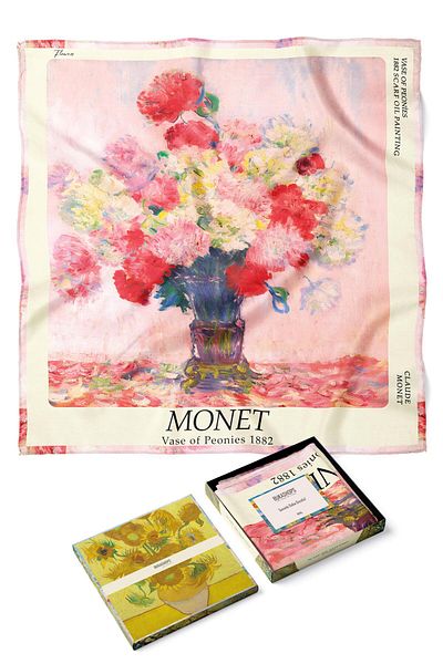 Buka Shops Claude Monet "Βάζο με παιώνιες" (Βάζο με παιώνιες) Premium Satin Scarf Bandana