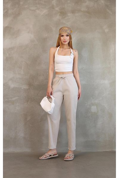 AREF JEANS Boyfriend Women's Trousers Linen Trousers
