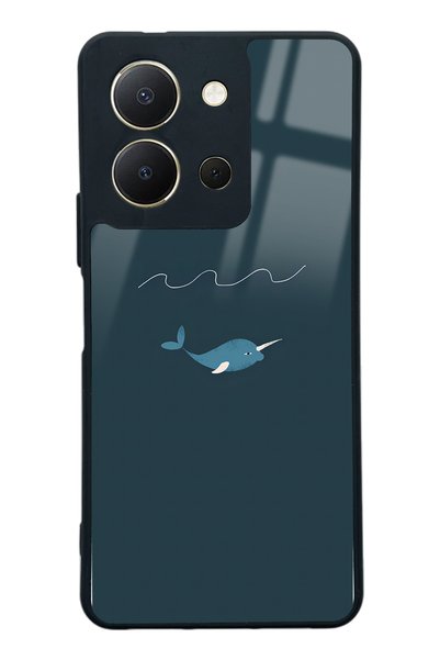 Spoyi غلاف هاتف لامع بتصميم Doodle Fish لهاتف Vivo Y36