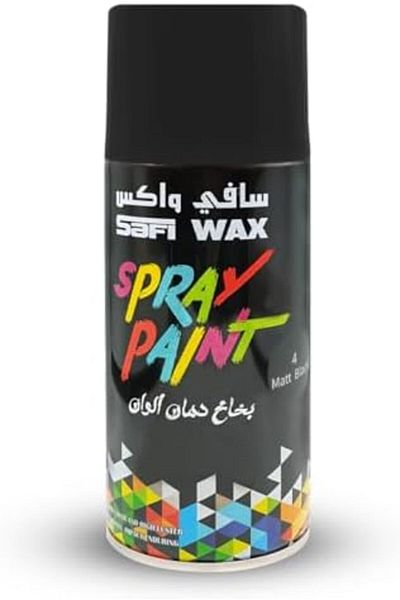 SAFI WAX Spray Paint 400ml Matt Black for Wall Wood Metal Glass Canvas Quick Dry Gloss Finish