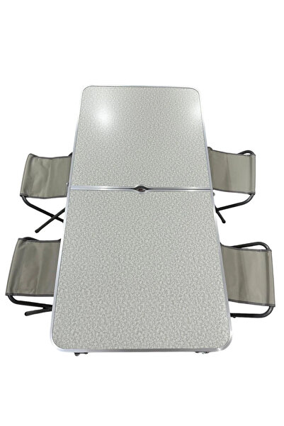 Alfa Life Marketing Katlanabilir Alüminyum Kamp Masa 4'lü Tabure Seti