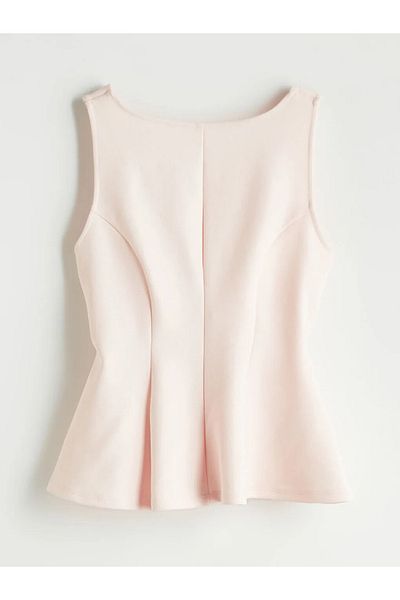 LC Waikiki Μπλούζα LCW Vision Pink Boat Neck Peplum