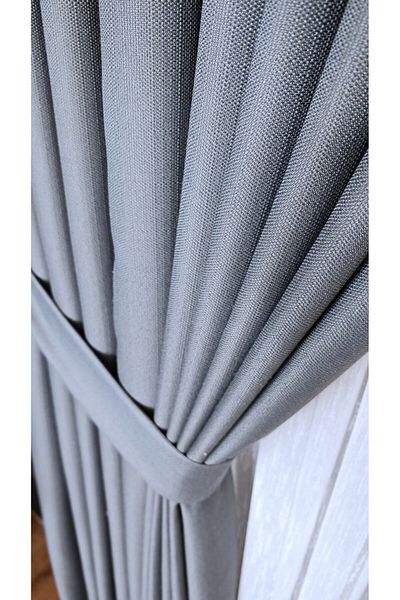 Yuka Linen Textured Smoked Board Background Curtain Luxury Heavy Weight Single Wing 1/3 Dense Pleated Solid Color
