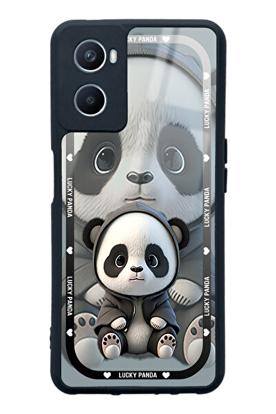 Spoyi Oppo A96 White lucky panda Tasarımlı Glossy Telefon Kılıfı