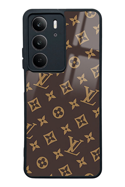Spoyi Oppo Realme C75 Kahverengi LV Tasarımlı Glossy Telefon Kılıfı