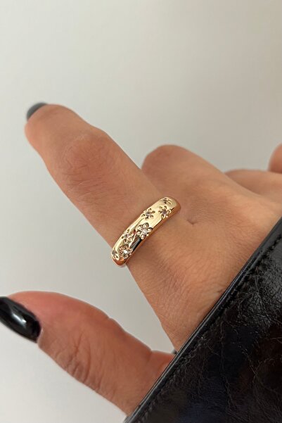 Lavian Accessories Çiçek Detaylı Minimal Yüzük