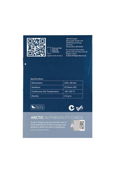 Arctic TP-3 Üstün Performanslı Termal PED 120x20mm / 0.5mm (4'lü Paket)AR ACTPD00055A