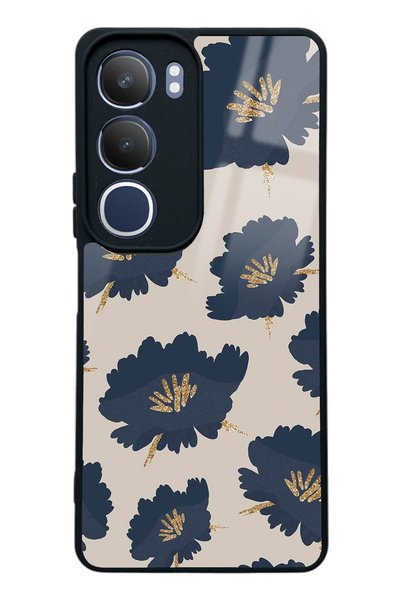 Spoyi Vivo Y19S Glossy Phone Case with Blue Flowers Design