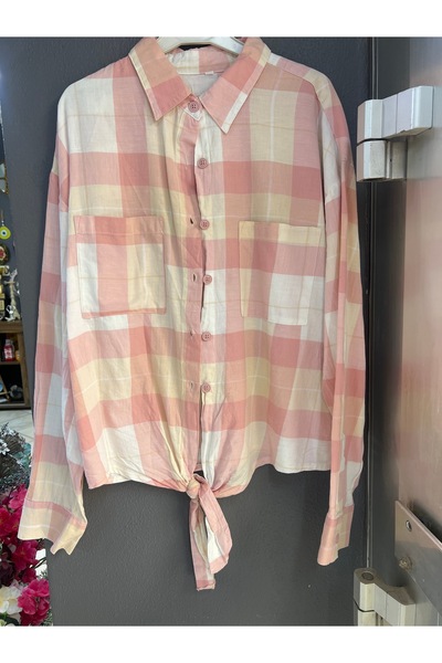 Butik Lena Pembe Kareli Gömlek