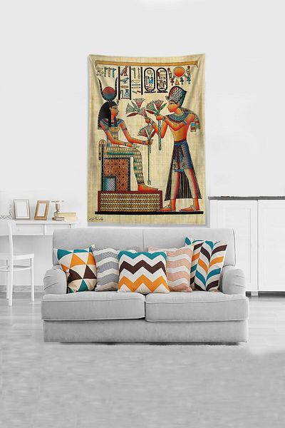 uygun dekor Beige Cleopatra Stain Resistant Velvet Fabric Wall Cloth Wall Tapestry Tapestry