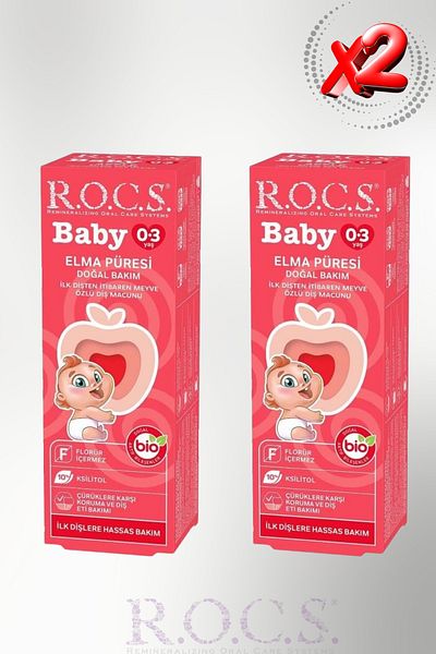 R.O.C.S. Baby 0-3 Years Old Toothpaste 35 ml / Apple Puree Fruit Extract Toothpaste from the First Tooth (2 Pcs)