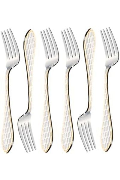 ALSAIF K2230501/df Stainless Steel Dining Forks 6-piece Set, Silver/gold