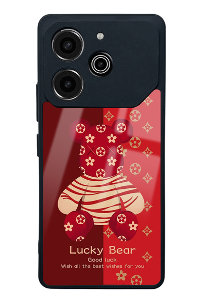 Spoyi Tecno Pova 6 Pro Red Lucky Bear Design Glossy Phone Case