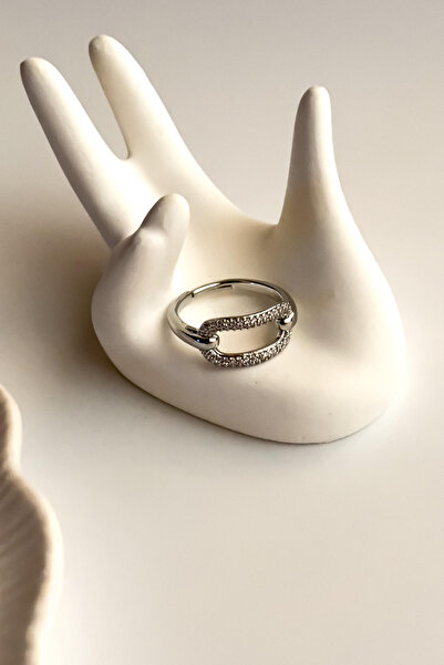 Radino Collection خاتم من الفولاذ المقاوم للصدأ قابل للتعديل بحجر الزركون - تصميم أنيق وفاخر