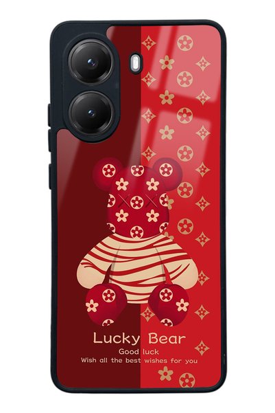 Spoyi Xiaomi Poco X7 Pro Red Lucky Bear Design Glossy Phone Case