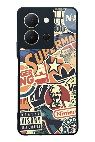 Spoyi Vivo Y36 Retro Marka Tasarımlı Glossy Telefon Kılıfı