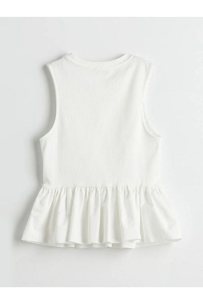 LC Waikiki Lcw Vision Ecru Crew Neck Ruffle Blouse