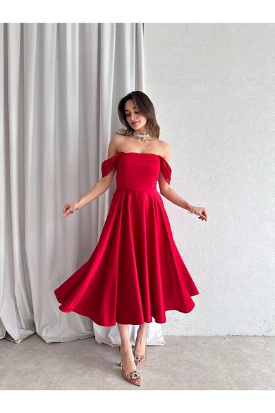 Mooi Butik MARX Midi Φόρεμα 3572 - Κόκκινο