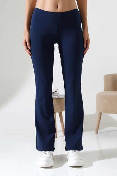 Endies Flared Jersey Women's Sweatpants - Wide Leg Yoga Pants 21943 Dark Blue