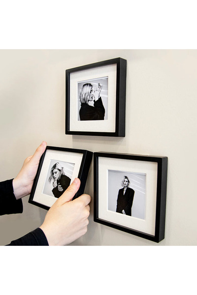 shop 14X14Cm Square Photo Frame with Adhesive Removable Mat - Black 3-Pack