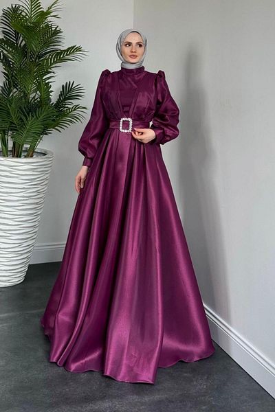 MERVEN AKYÜZ Βραδινό φόρεμα Cleopatra Taffeta Μωβ