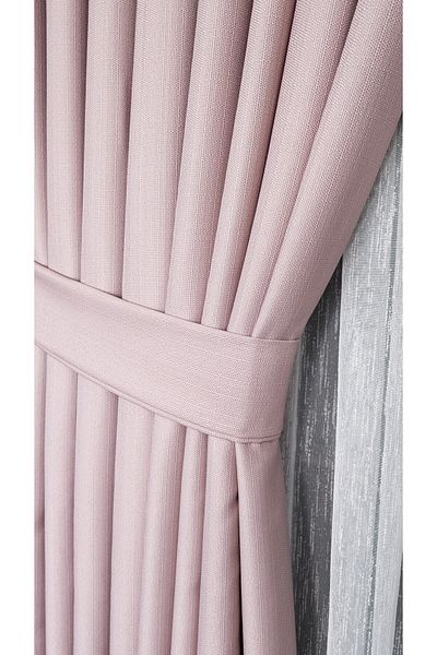 Yuka Linen Textured Powder Board Background Curtain Luxury Heavy Weight Single Wing 1/3 Dense Pleated Solid Color