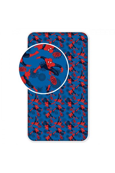 SPIDERMAN Cearceaf de pat pentru copii, bumbac, 90x200 cm, Albastru, Spiderman