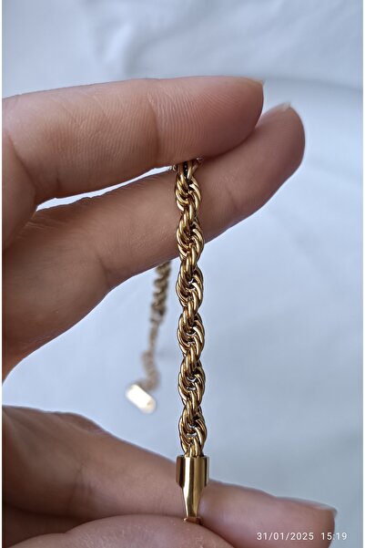 ARİ TAKI Auger Medium-Thick Steel Bracelet Gold