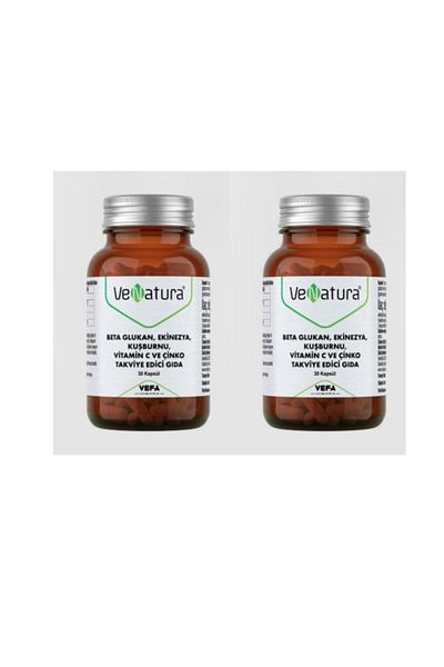 VeNatura Beta Glucan, Echinacea, Rosehip, Vitamin C, Zinc 30 Capsules 2 Pieces