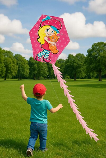 hak-iş oyuncak Uçurtma Altıgen Çıtalı Ipli Uçurtma Seti Şeker Kız Modeli