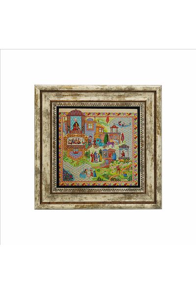 Sadrazam Pictură cu piatră naturală imprimată în miniatură de grădină a palatului (25 X 25 KRT-119)