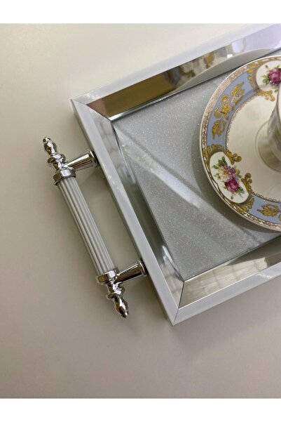 MKLAKS LÜKS - CROM SİMLİ CROM ŞERİTLİ ÇAY - KAHVE -SÜS -NİŞAN -SÖZ TEPSİSİ Da...
