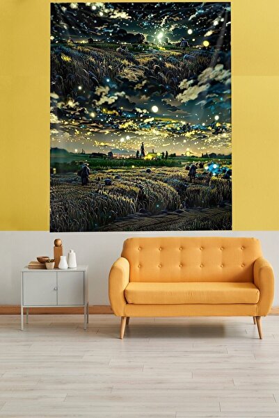 linazaitun Wheat Field Spikees Themed Stain Resistant Fabric Wall Cloth Wall ...
