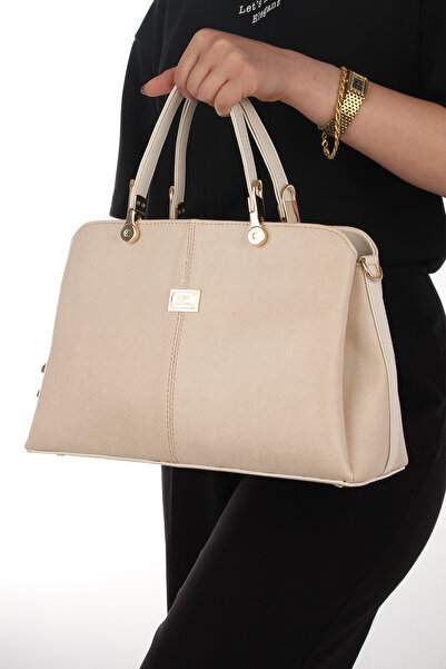 By Hakan Gk-800 Women's Three-Eye Hand and Shoulder Bag Crossbody Bag Light-Mink