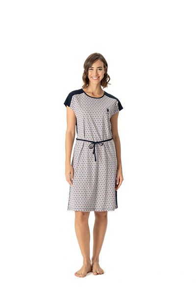 U.S. Polo Assn. U.S. Polo Assn. Women's Patterned 100% Cotton Comfortable Nightgown - Navy Blue - Ilc2.17L01Q2-Vl
