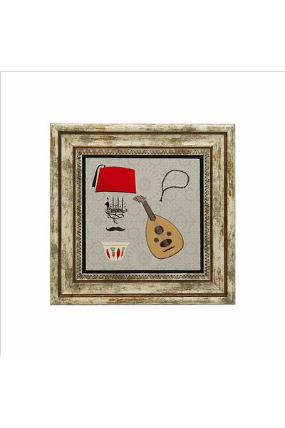 Sadrazam Istanbul Turcia Simboluri Tablou imprimat cu piatră naturală (25 X 25 KRT-60)