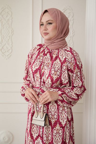 InStyle Sequenced Ethnic Pattern Pink Viscose Dress