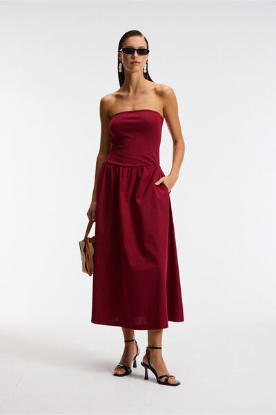 ETHIQUET فستان ALIANSA نسائي منسوج من البوبلين بدون أكمام طويل بطول الأرض بال...