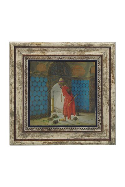 Sadrazam Turtle Trainer Picture Printed Natural Stone Painting (25 X 25 Krt-127)