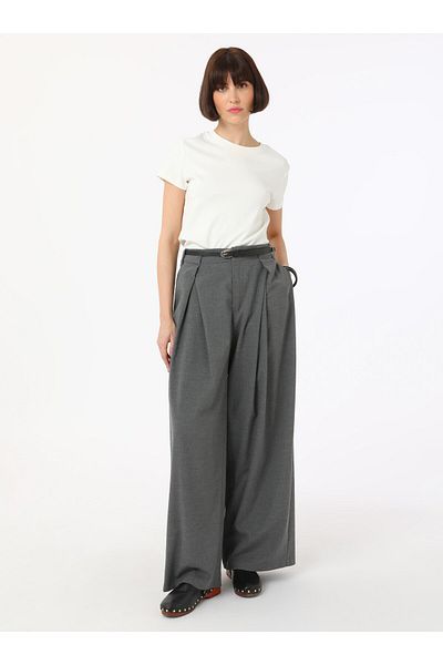 Refka Belted Palazzo Trousers - Gray - Refka
