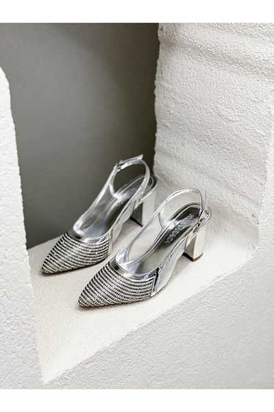 NUR KARACA 25Y1758 PANTOF STILETTO CU TACĂ DE 8 CM GROȘ, DESCHIS PE SPATE, PENTRU FEMEI