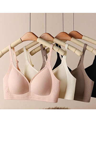 Bernato Laser Cut Seamless Support Women's Laser Bra – Thin Striped Textured Fabric, Breathable