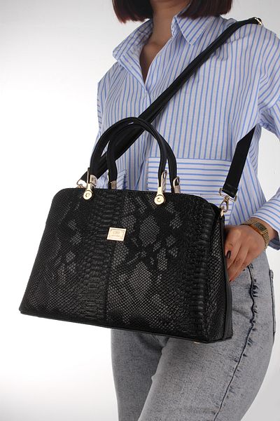 By Hakan Gk-800 Women's Three-Eye Hand and Shoulder Bag Crossbody Bag Croco-Black
